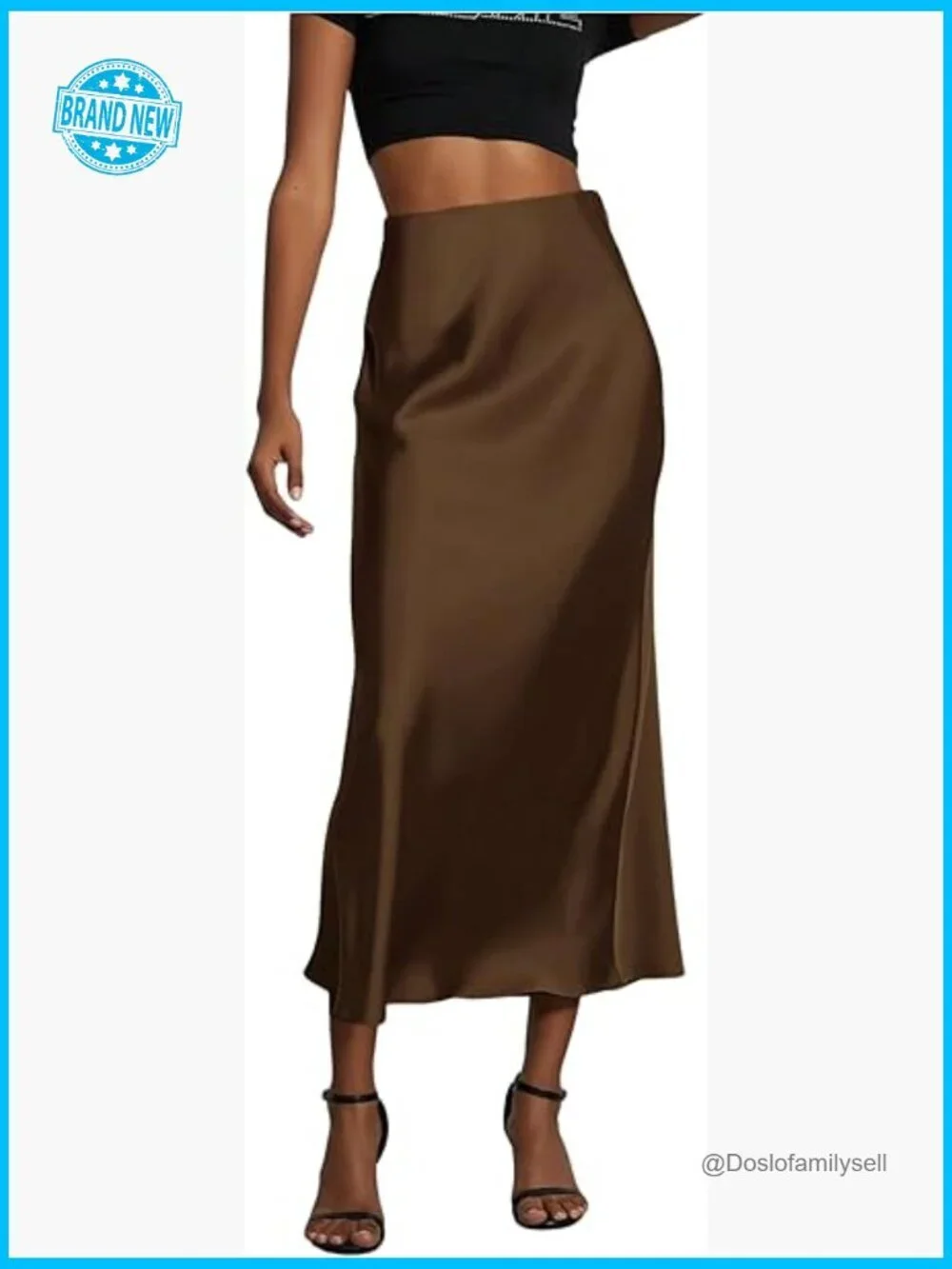 Ribbed Knit Midi Skirt High Waisted Flared Fishtail Hem Casual Work Office